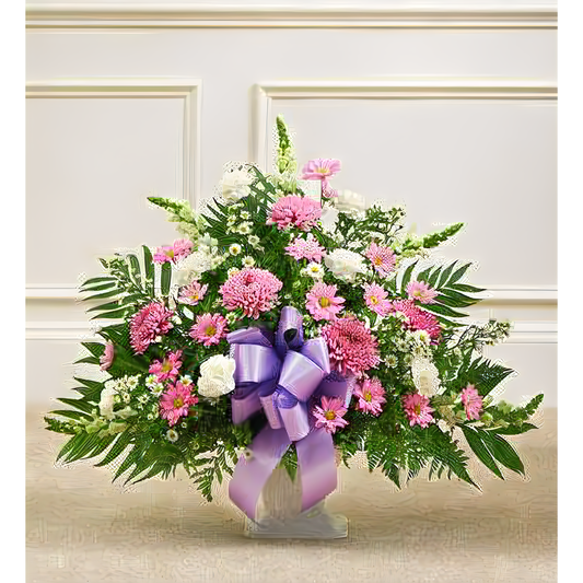 NYC Flower Delivery - Tribute Lavender & White Floor Basket Arrangement - Funeral > For the Service