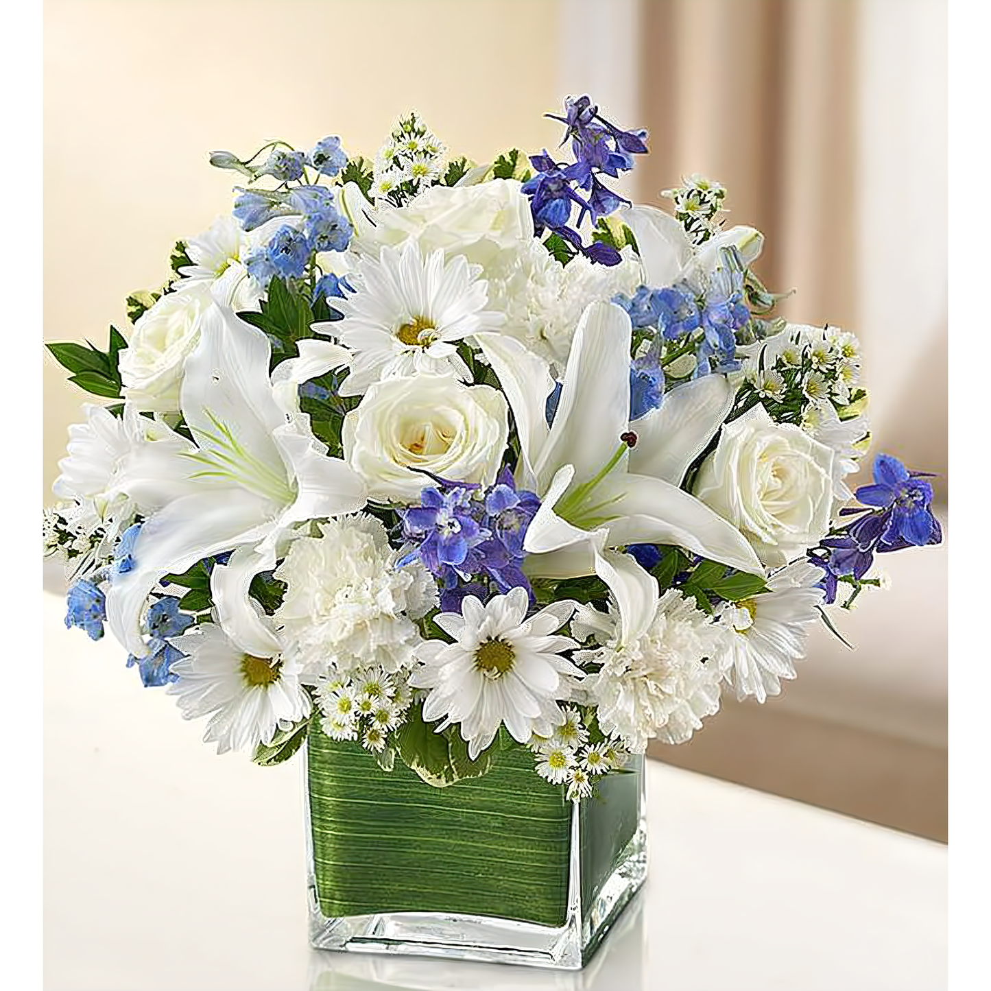 NYC Flower Delivery - Healing Tears - Blue and White - Funeral > Vase Arrangements