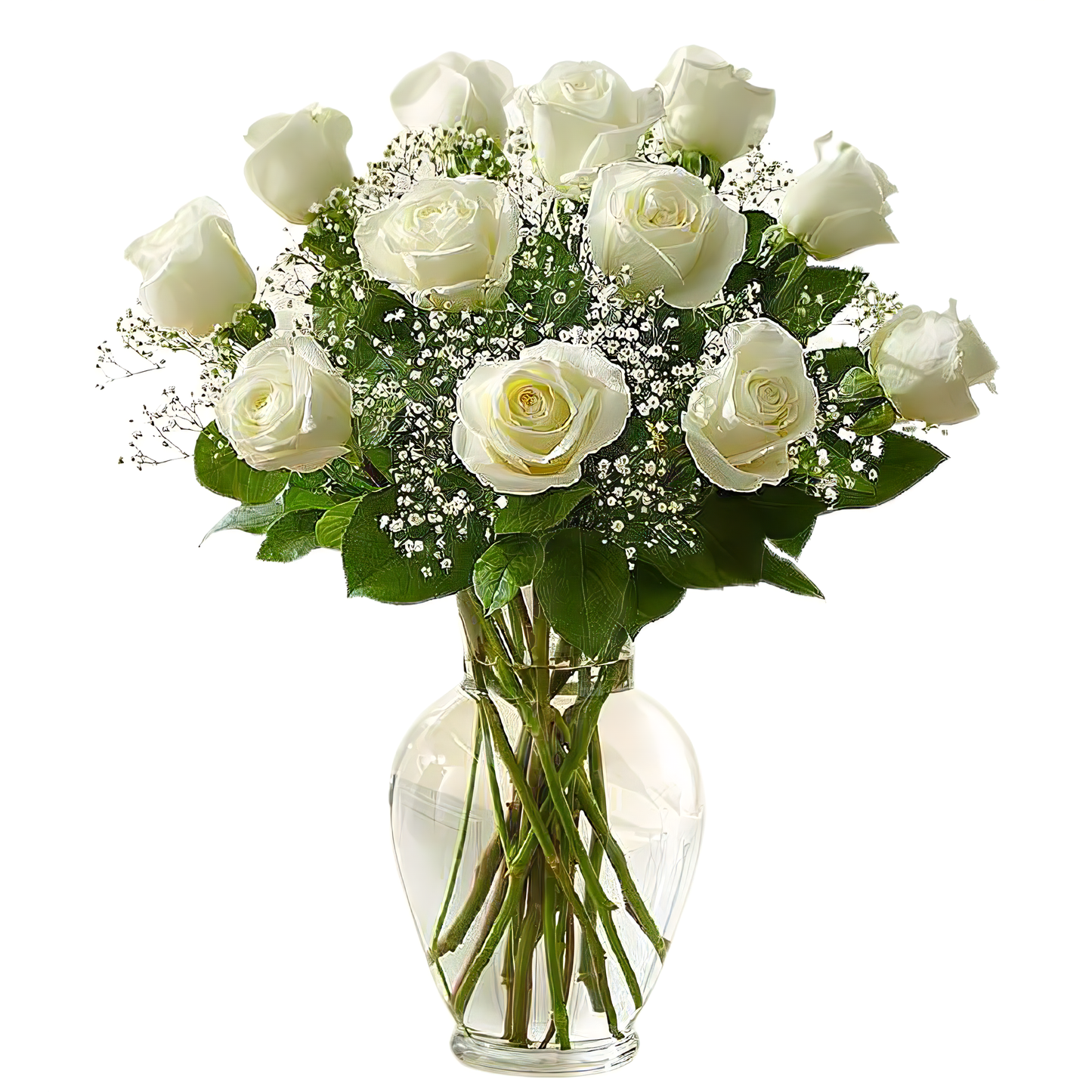 NYC Flower Delivery - Premium Long Stem White Rose - Holiday Collection