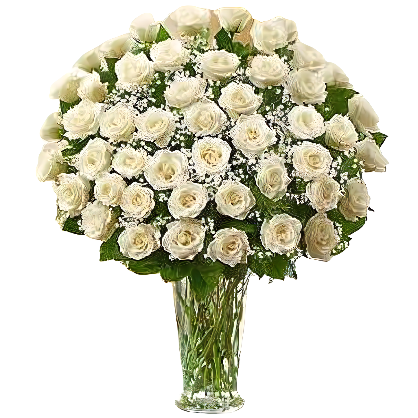 NYC Flower Delivery - Premium Long Stem - 48 White Roses - Roses